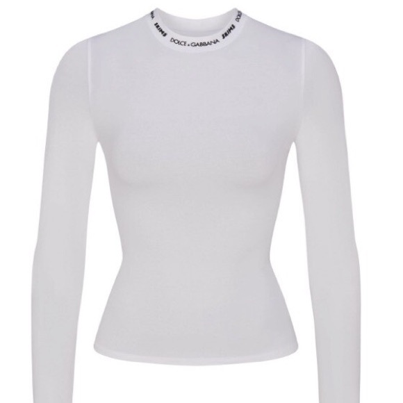 Dolce & Gabbana SKIMs White Long-Sleeve Fitted Top
